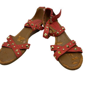 Coach Studded Wedge Red Suede Sandal 36